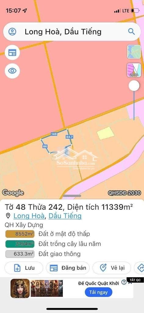 Hơn 1000M Vuông Đất Long Hoà Dầu Tiếng - Bán đất tại Xã Long Hòa