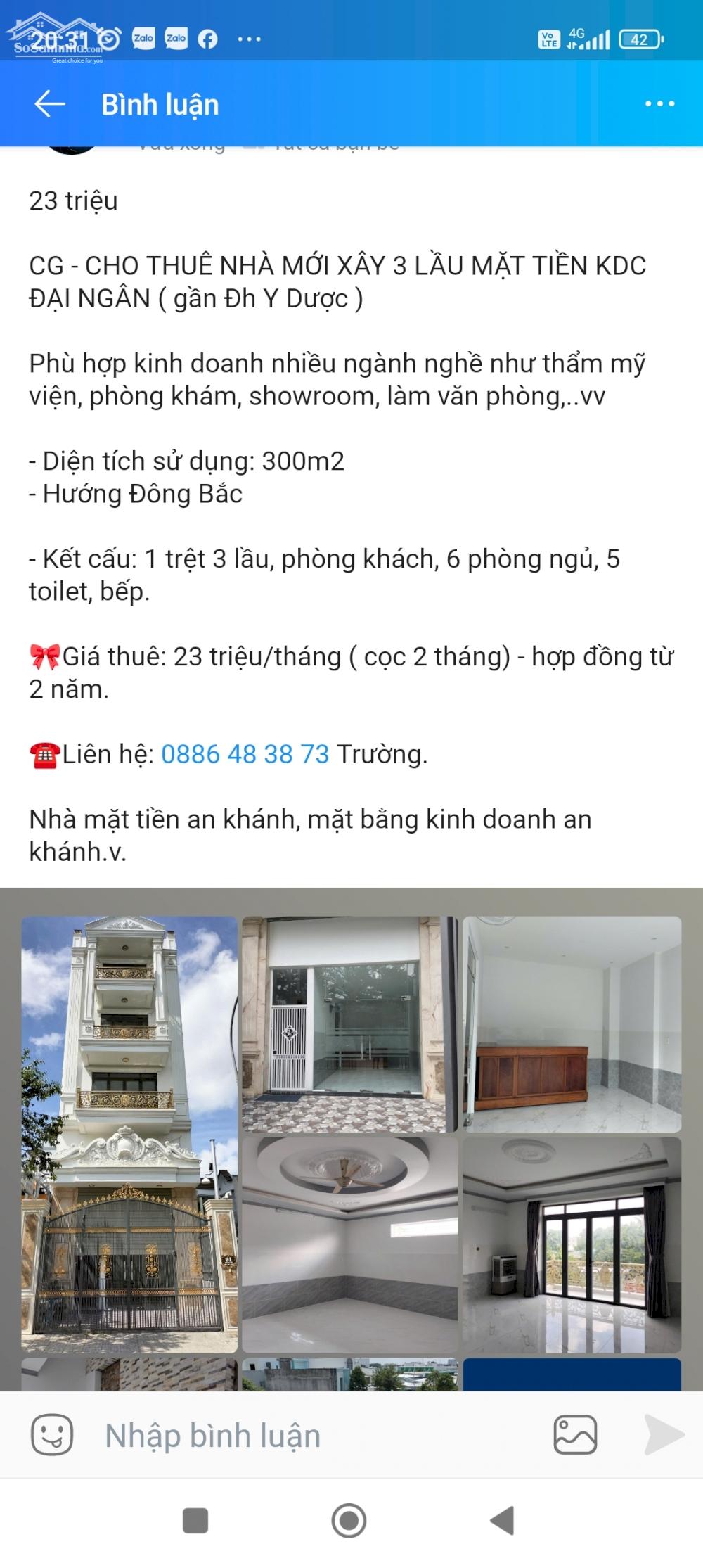 Nhà mới xây 3 lầu mặt tiền kdc Đại Ngân