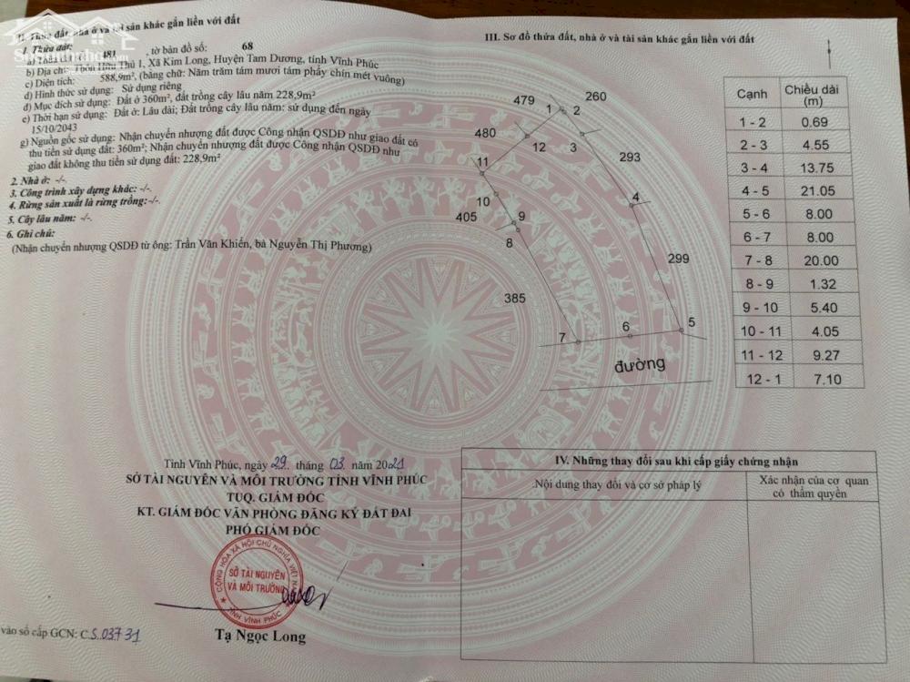 Bán đất trục chính Hữu Thủ, Kim Long, Tam Dương, Vĩnh Phúc. Giá chỉ 9 triệu/m2