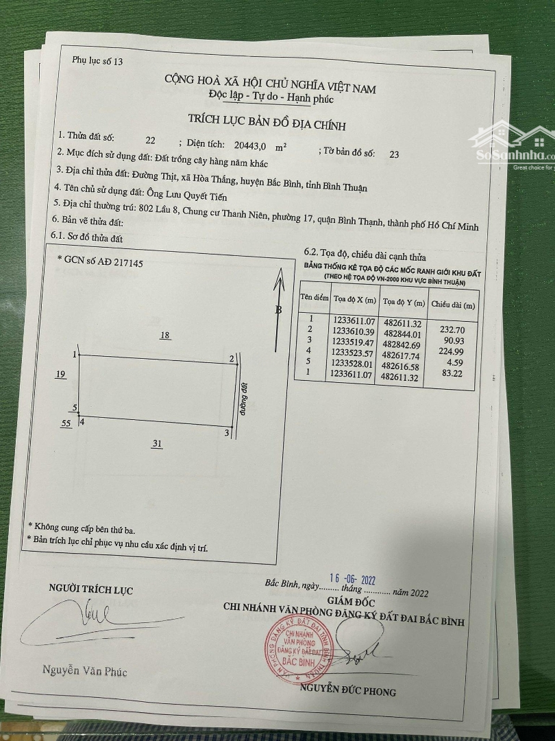 Cần Bán 20.443M2 Tại Khu Farm Hòa Thắng - Cho Gặp Chủ Thương Lượng Giá Tốt