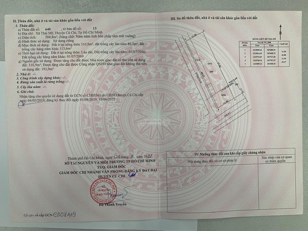 Đất Thổ Cư 2 Mặt Tiền Đường Tỉnh Lộ 7