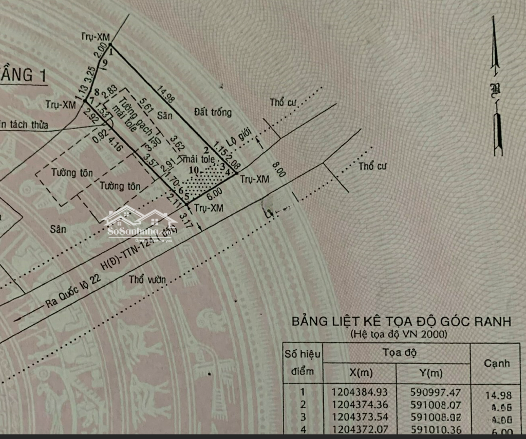 Đất Tân Thới Nhì 2, Diện Tích 96,3M Cách Quốc Lộ 22 ~500M, Thổ Cư 100%, Đường Ô Tô Thông,