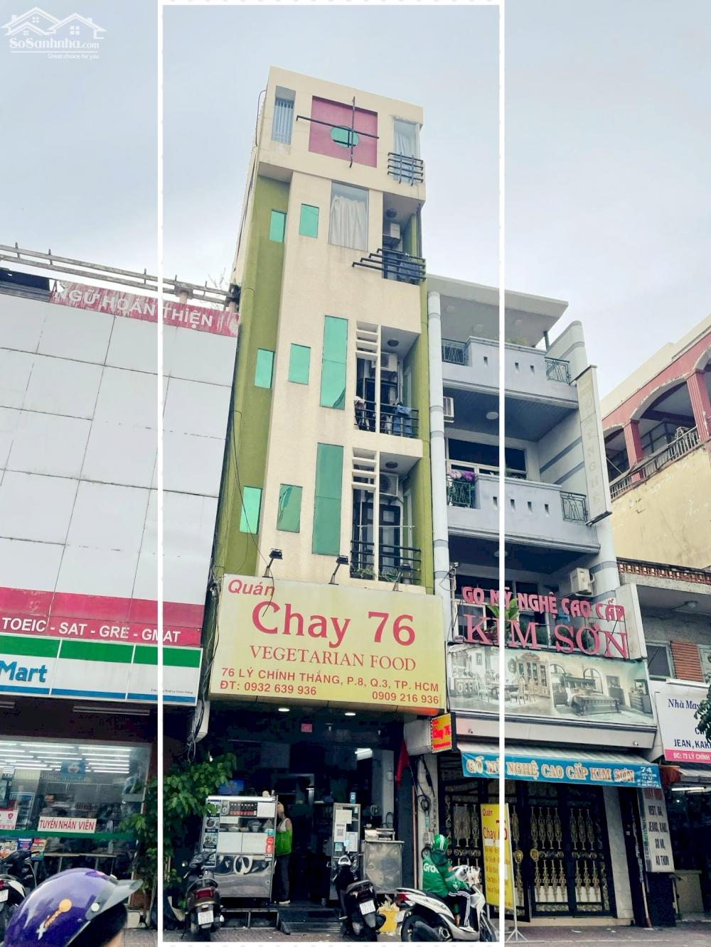 Bán Nhà Mặt Tiền Số: 76 Lý Chính Thắng, Phường Võ Thị Sáu, Quận 3. DT: 4,4 x 24m - 6 Tầng.