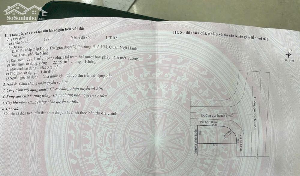 Bán lô đất 2 mặt tiền đường Hoàng Bật Đạt và Đông Trà 1 gần khu đô thị Fpt và Làng Đại Học giá rẻ