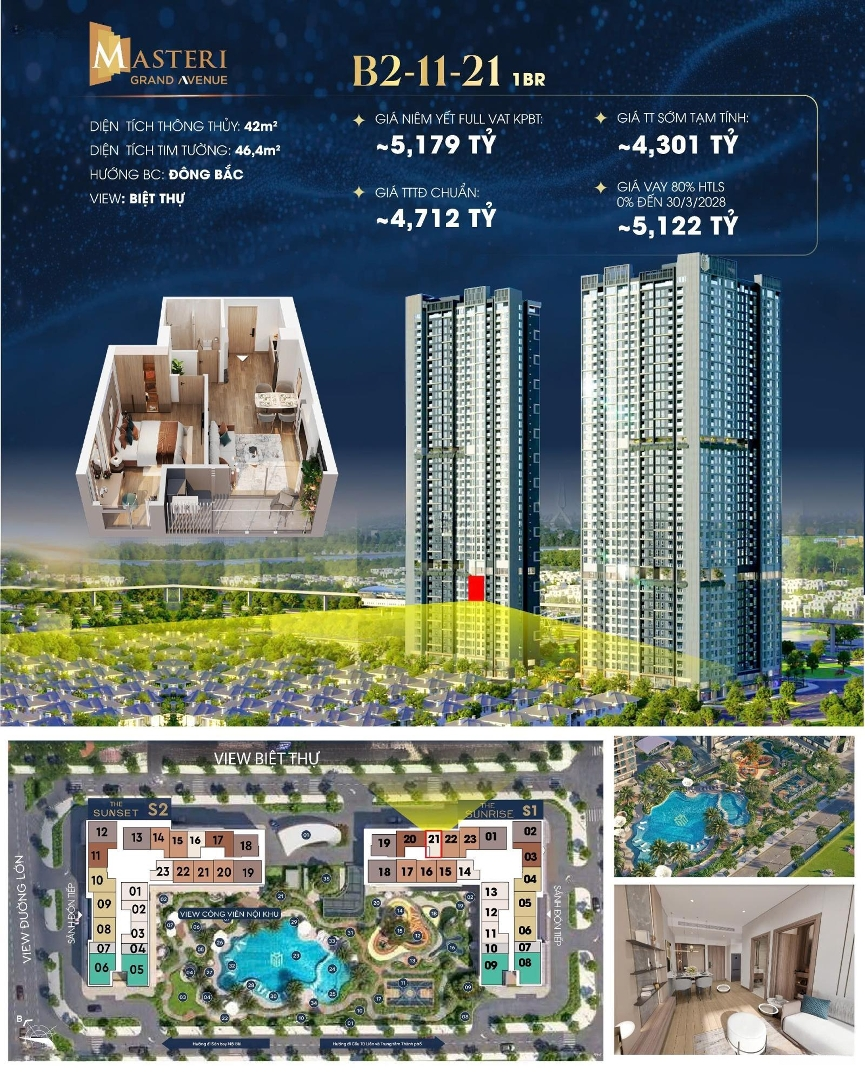 Quỹ Căn Đẹp Giá Tốt Tại Masteri Grand Avenue
Không Có Căn Nào Xấu, Đầu Tư Tiềm Năng Tăng Giá Tốt