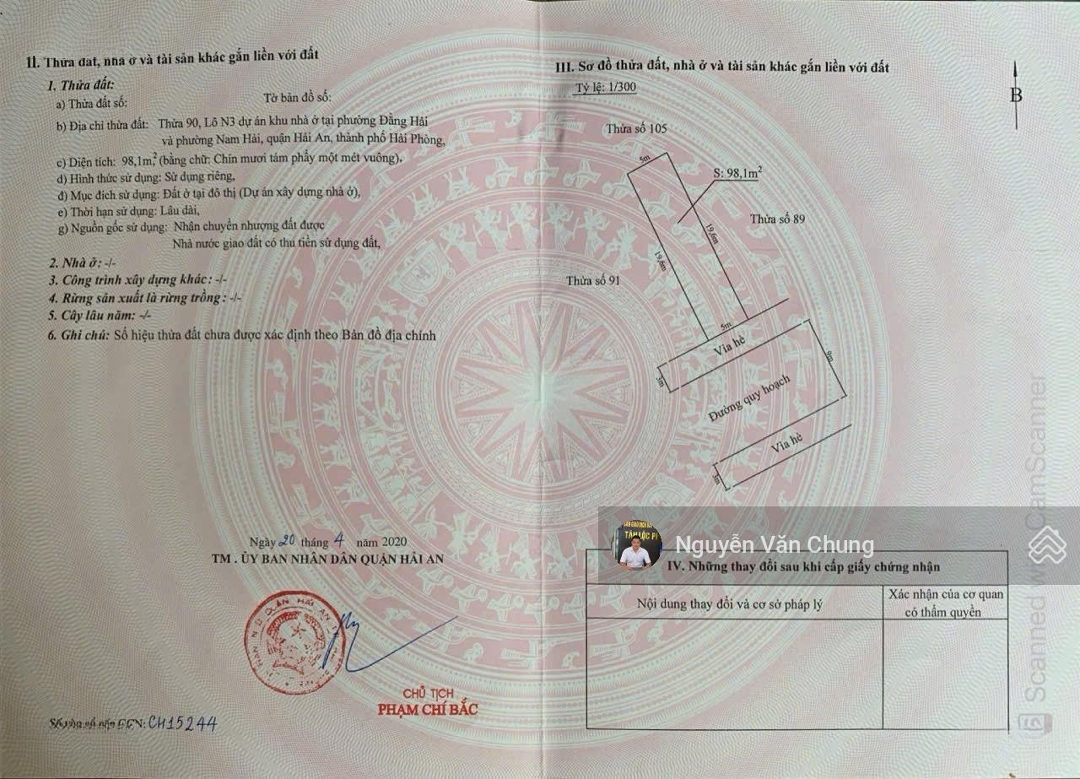 Bán Đất Tại Khu Nhà Ở Cao Cấp Đồng Bồ- Hải An- Hải Phòng 98M2 Ngang 5M Giá Chỉ 44 Triệu/M2