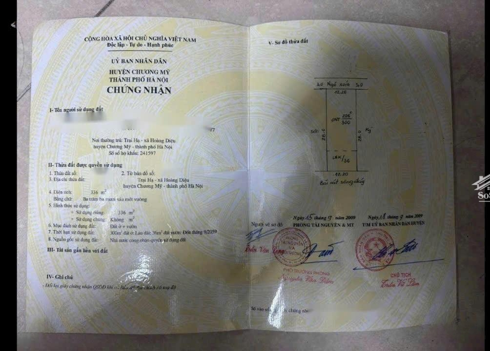 Cần Bán Đất Khu Vực Xã Hoàng Diệu Chương Mỹ Diện Tích Đất 336M2 Có Thương Lượng Nhẹ