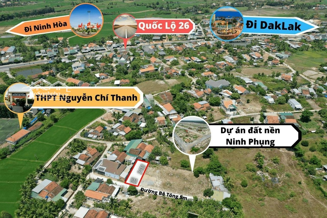 Ninh Phụng - Ninh Hoà Vị Trí Đẹp Lô Sạch Cạnh Ql 26 Còn Duy Nhất Lô 560 Triệu - Diện Tích: 128,7M2