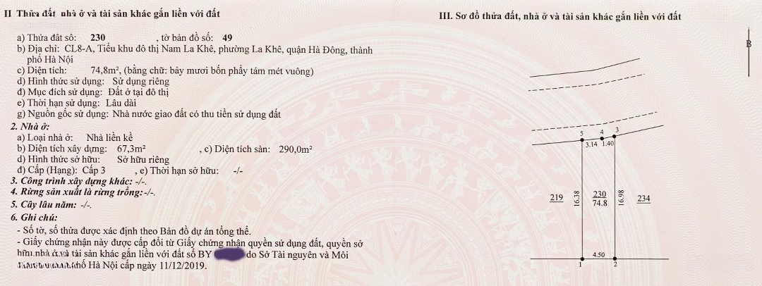 Chính Chủ, Cần Bán Nhà Dự Án Kđt Nam La Khê. 74,8M2, Mặt Tiền 4,5M