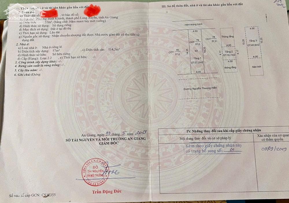BÁN NHÀ MẶT TIỀN CHỢ BÌNH KHÁNH TP LONG XUYÊN – 56M2 – 3.5 TỶ. LH:0936899957.