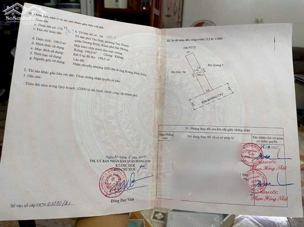 Bán lô đất mặt đường Tân Thành, Dương Kinh, Hải Phòng  - TRỤC CHÍNH ỦY BAN PHƯỜNG
