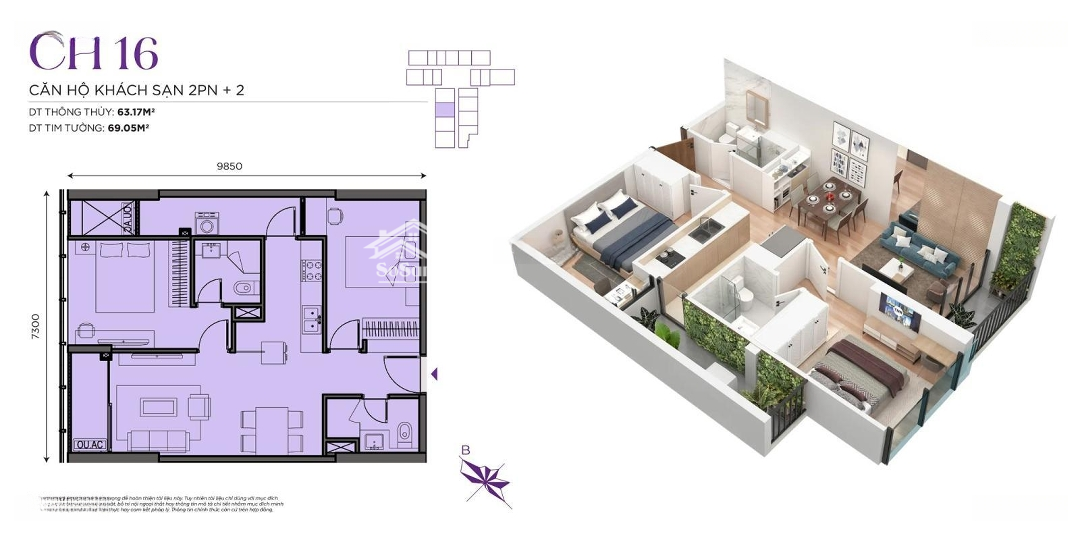 Hàng Dự Án Căn Hộ Cao Cấp 2 Phòng Ngủngay Tại Ngã Tư Sở, 63M2, Hơn 5 Tỷ, Full Nội Thất, Ban Công Tây Bắc