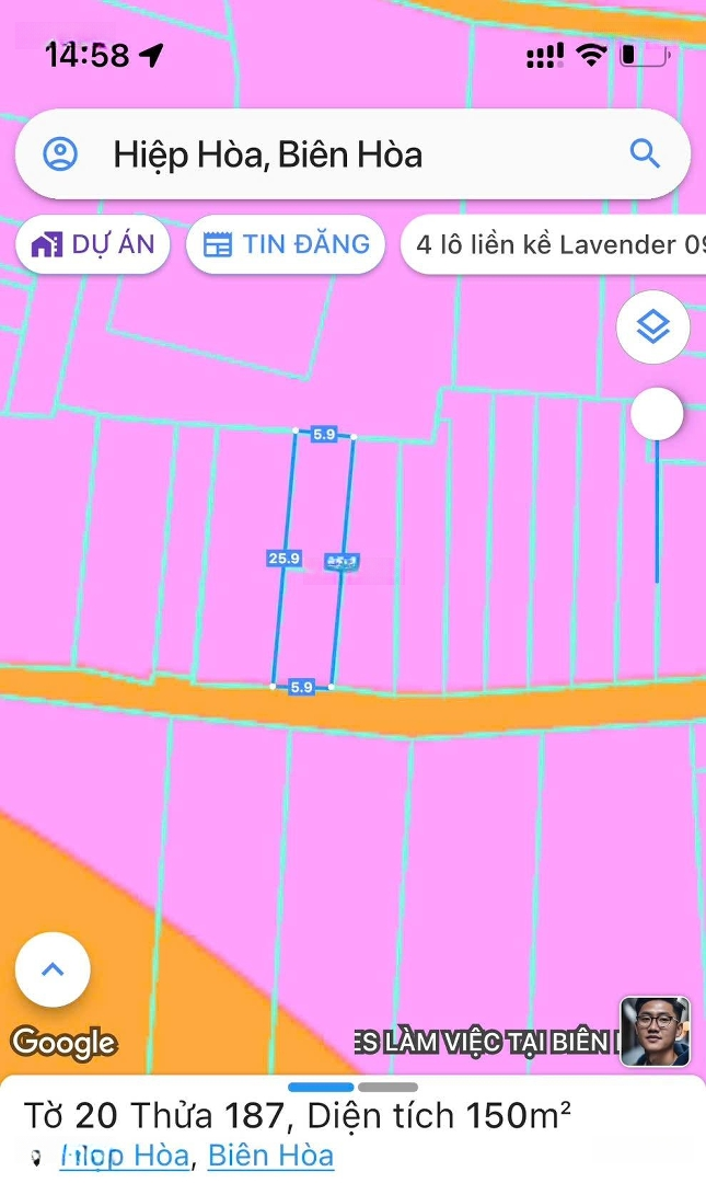 Bán Lô Đấthẽm Xe Hơiđỗ Văn Thi, Hiệp Hòa: 5,9 X 25,5M = 150M2, Giá Bán 5,9 Tỷ