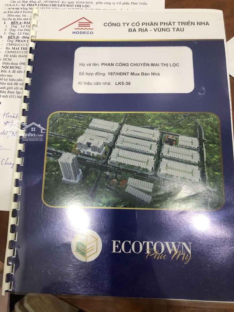 Bán Nhà Liền Kề Xây Thô 1 Trệt 2 Lầu Dự Án Ecotown Phú Mỹ