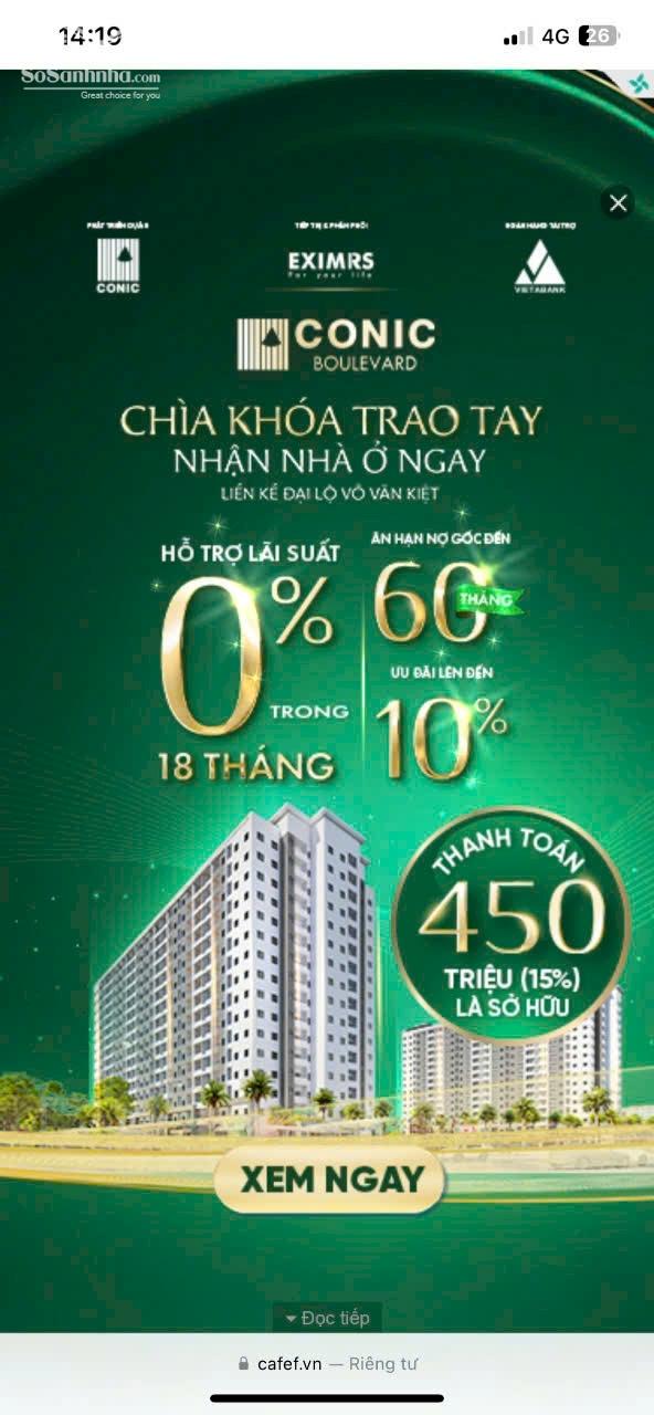 Sở hữu căn hộ 85m2 chỉ với 450 triệu, Ngân hàng hỗ trợ 85% miễn lãi 18 tháng, ân hạn gốc 5 năm, cho vay 25 năm