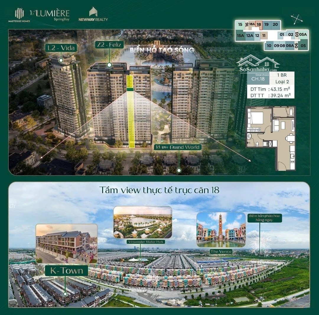 Siêu Phẩm 1N 1 Vệ Sinhz2.1818 Phân Khu Lumiere Springbay View Ngắm Pháo Hoa Mỗi Tối