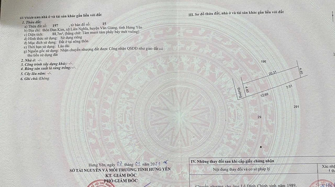 Chính Chủ Gửi Bán Nhanh Lô Đất 88,7M2 Full Thổ Cư Tại Đan Kim - Liên Nghĩa - Văn Giang - Hưng Yên