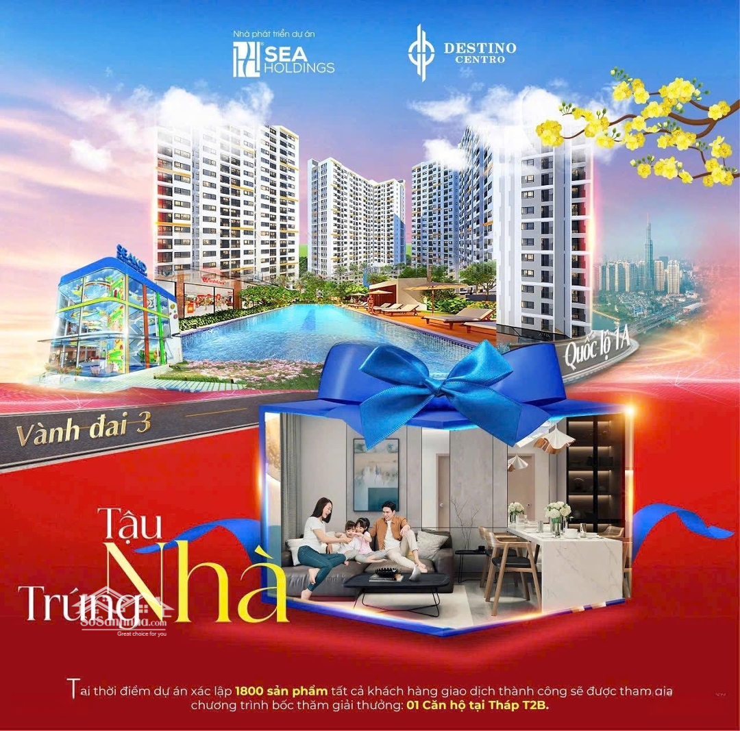 Mua Nhà Nhận Thêm Nhà-Cơ Hội Trúng Căn Hộ Destino Centro Chỉ Hơn 1Tỷ Cạnh Vành Đai 3, Shr, Bank 70%