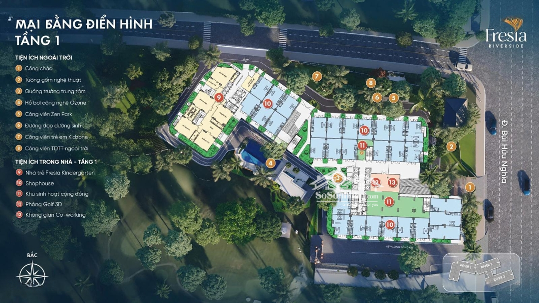 Nhá Hàng Mặt Bằng Tầng Điển Hình Tòa River 1 - Dự Án Fresia Riverside