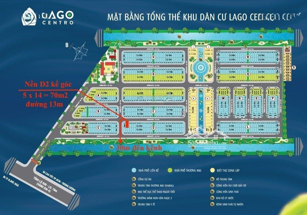 Chính Chủ - 1 Nền Duy Nhất Lago Centro Nền D2 Kề Góc Siêu Đẹp (Không Vướng Cống, Cây, Trụ Điện,...)