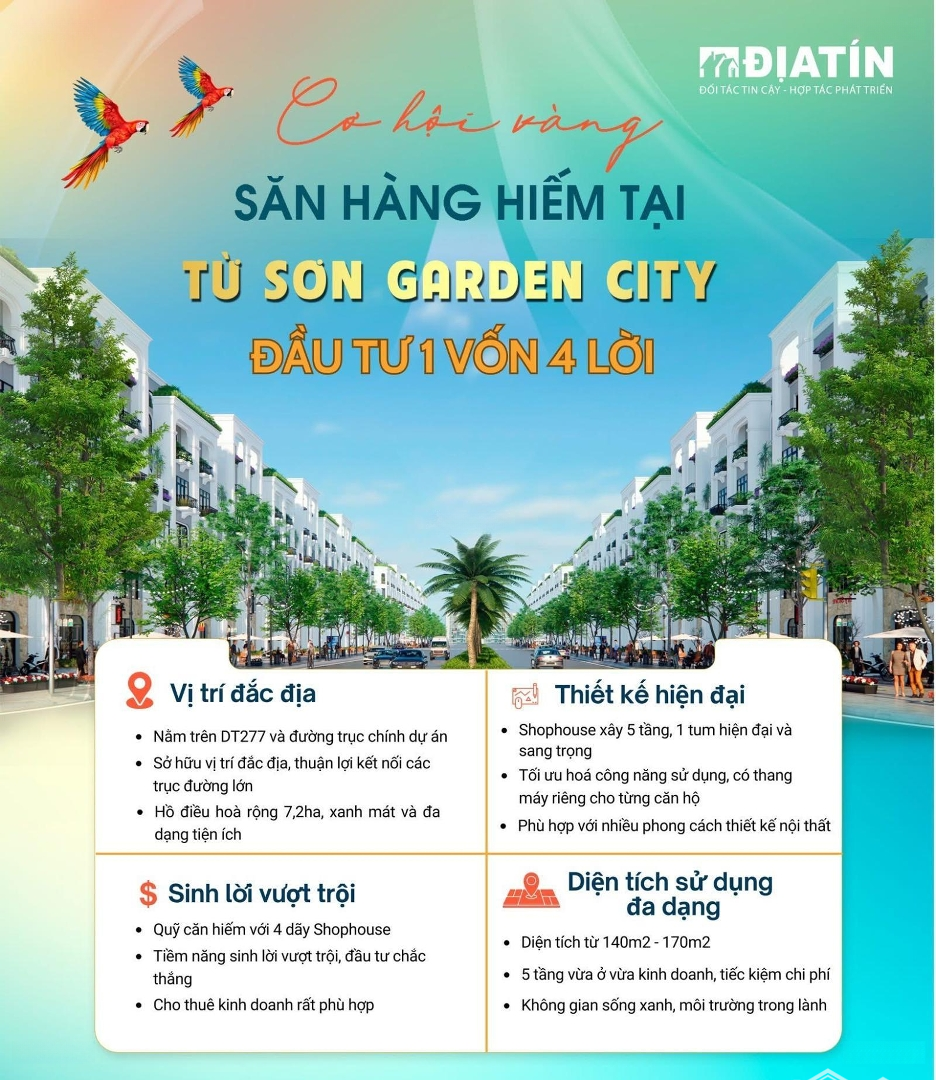 Bán Shophouse Đẹp Nhất Từ Sơn Garden City Đồng Kị Bn. Thiết Kế Hiện Đại, Sang Trọng Sở Hữu Lâu Dài