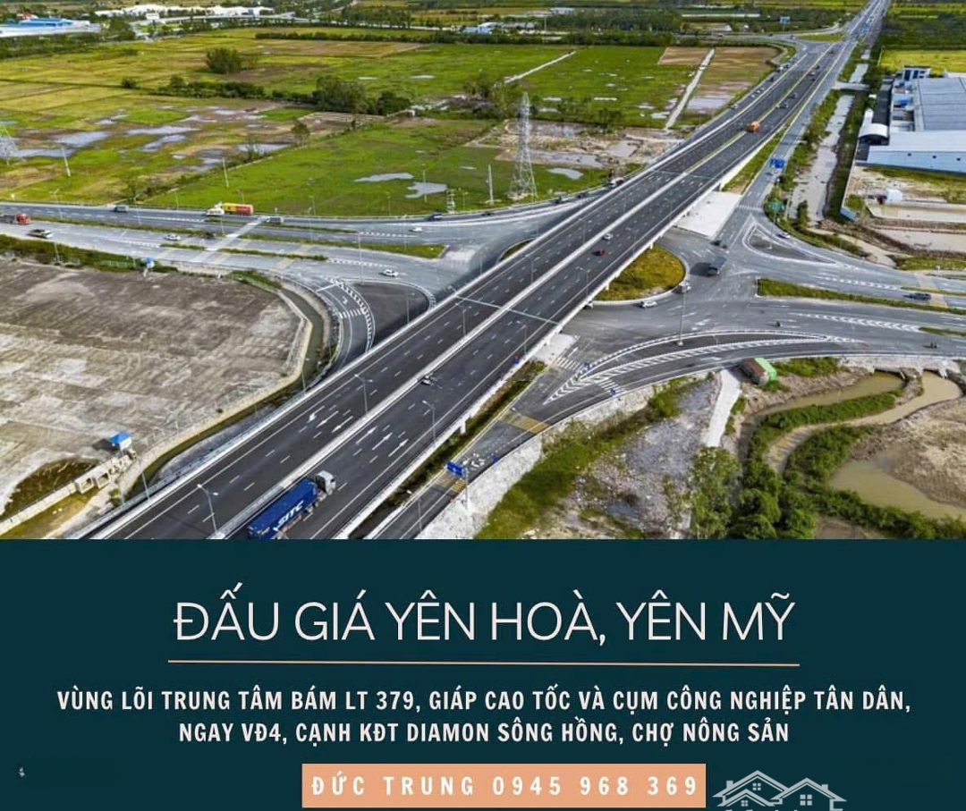Góc Ngã Tư Đấu Giá Yên Hoà, Yên Mỹ, Hưng Yên, Gần Khu Đô Thị Sông Hồng Diamon, Chợ Nông Sản, Lt379