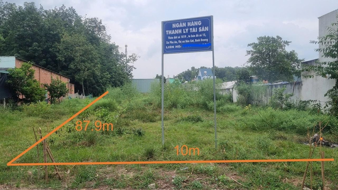 Ngân Hàng Thanh Lý 881M2 (Ngang 10M) Đường Nhựa Tại Phú An, Bến Cát, Bình Dương, 2,431 Tỷ