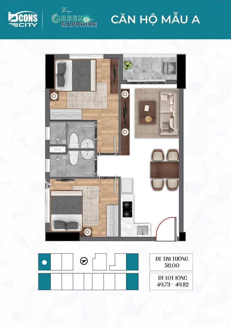 Bcons City 2 Phòng Ngủ 2 Vệ Sinh56M2 View Landmark 81 Giá Bán 2.19 Tỷ. Tt Chỉ 330 Triệu Ck 4% Tặng Ngay 1.5 Chỉ Vàng