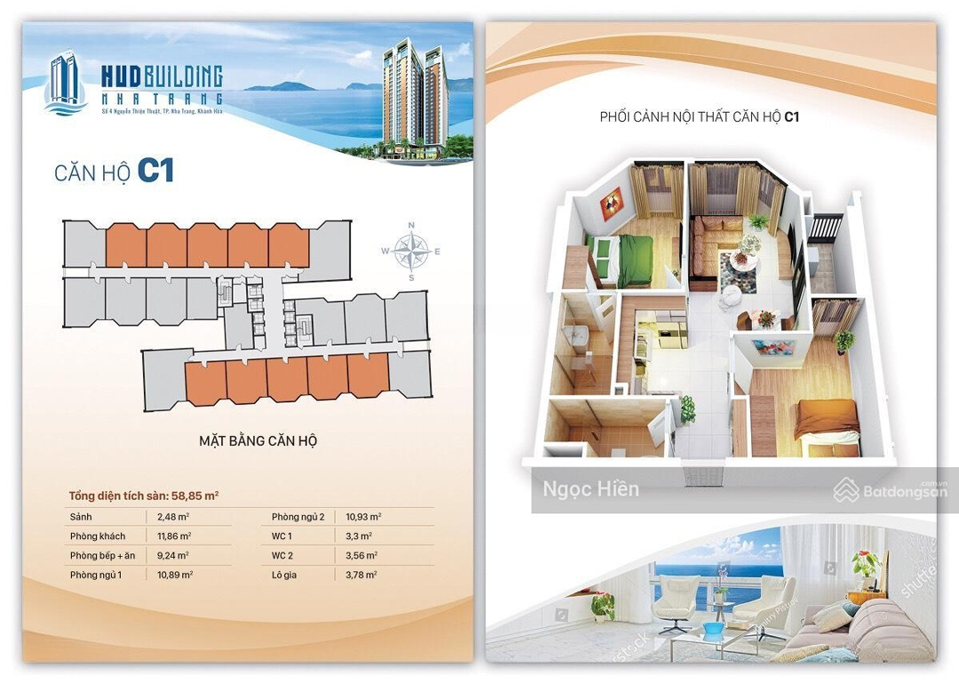 Bán Nhanh Căn Hộ Hud Building ,Tầng Cao, Nha Trang, Sổ Hồng Lâu Dài
