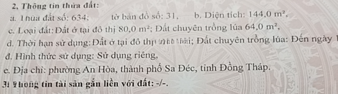 Bán Đất Mặt Tiền Nguyễn Tất Thành (Thửa 634), 4,5 Tỷ, 144 M2, Mặt Tiền 5,54M, Phong Thủy Tốt