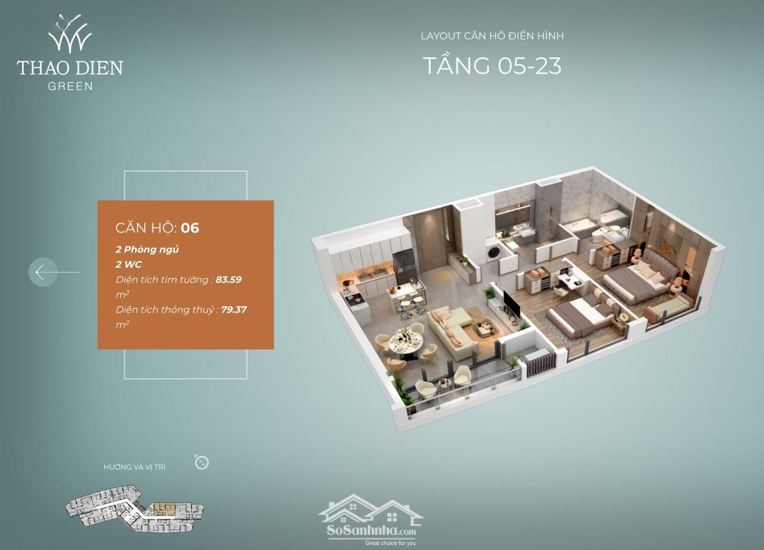 Giá Thật! Căn 2 Phòng Ngủ: 84M2, Mã Căn 06 Tầng Trung, View Sông. Giá: 13,5 Tỷ. Liên Hệ: 0931356879