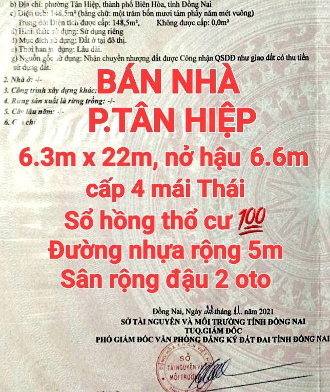BÁN RẺ NHÀ TÂN HIỆP, SỔ HỒNG THỔ CƯ, ĐƯỜNG RỘNG 5m, SÂN ĐẬU 2 OTO