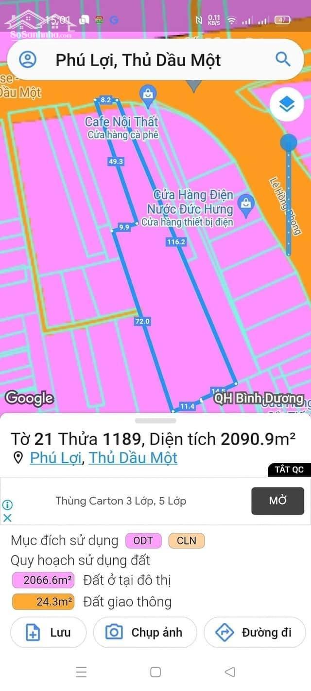 Đất kinh doanh mặt tiền Lê Hồng Phong , Phú Lợi thủ dầu 1 bình dương .