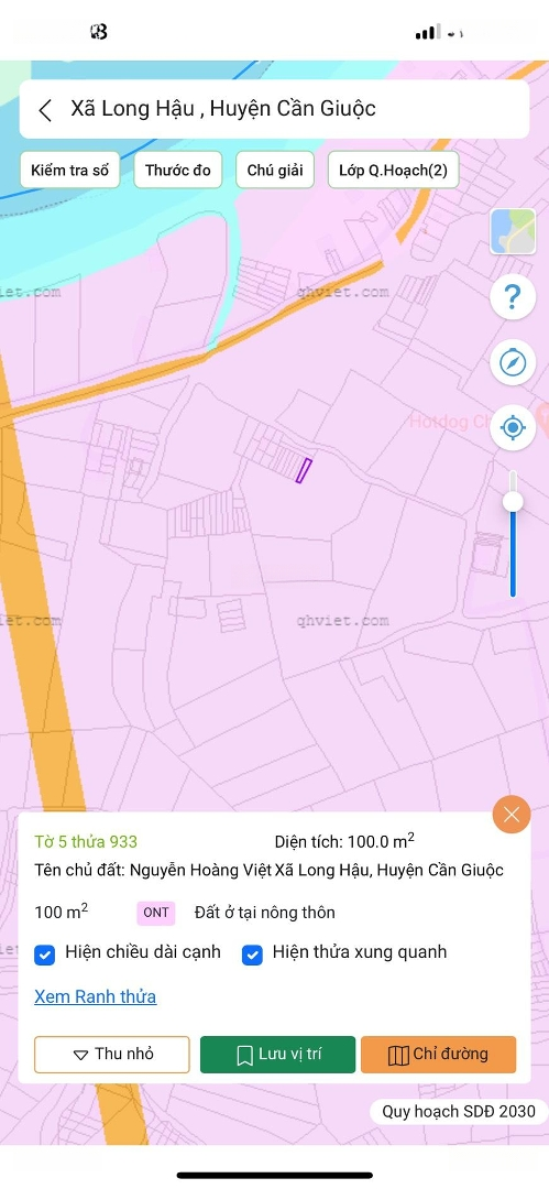 Bán Đất Thổ Cư Xã Long Hậu Cần Giuộc, Long An