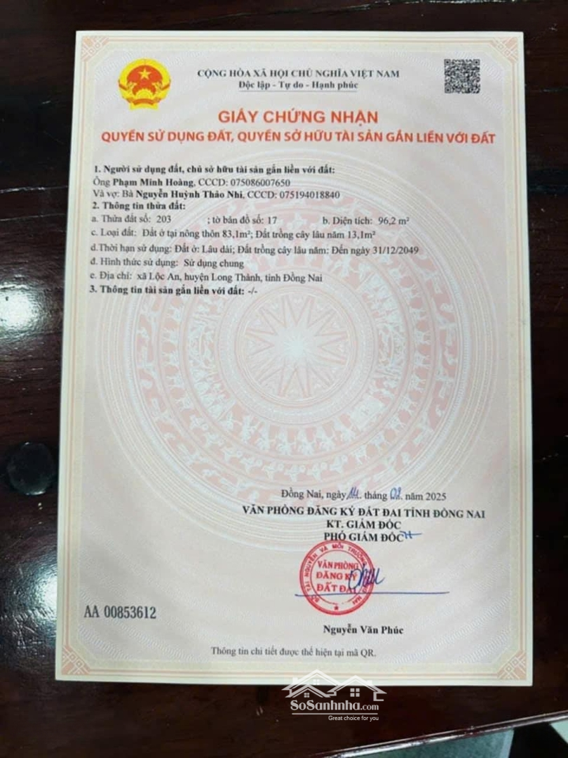 Đất Nền Thổ Cư Sát Sân Bay Long Thành Giá Siêu Rẻ Chính Chủ Shr