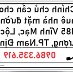 Chính chủ cần cho thuê nhà mặt đường 185 Vĩnh Mạc – Lộc Vượng – TP Nam Định, 0986335619