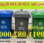 Thanh lý thùng rác nhựa giá rẻ, thùng rác 120l 240l 660l màu xanh- lh 0911082000