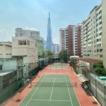 Khai trương căn hộ studio đẹp keng trực diện landmark 81, bên dưới là sân tennis gần hàng xanh.