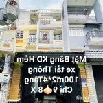 Mặt bằng kd hẻm x tải thông, gần cv làn hoa, chợ h th tây *100m2x4tầng, 4 phòng ngủ 5 vệ sinh sân ôtô, hơn 9 tỷ