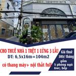 Cho thuê nhà 1 trệt 1 lửng 3 lầu 104m2, 5pn, có thang máy+nội thất lô góc phan huy ích, p12, gò vấp