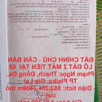 Đất Chính Chủ - Cần Bán Lô Đất 2 Măt Tiền Tại 68 Phạm Ngọc Thạch, Đống Đa, Tp Pleiku, Gia Lai