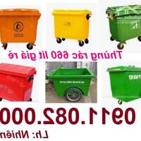 Giảm giá khuyến mãi thùng rác giá rẻ, thùng rác 120l 240l 660l màu xanh lh 0911.082.000