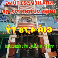 Nhà 1 Trệt, 2 Lầu, St, Hẻm 523 Tùng Thiện Vương, P12, Q8. Ngang 3M X Dài 15M.