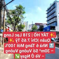 Tây Hồ- 218 Lạc Long Quân- 6 tầng mới đẹp ở ngay-30m Sổ vuông-7.65 tỷ