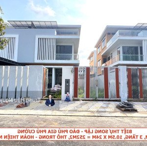 biệt thự song lập đảo phú gia. lộ 12m, 10.5x24m, 3 tầng, thô trong - hoàn thiện ngoài, sổ hoàn công