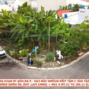 đất góc 2 mặt tiền đường văn cao - p.an hoà tp rạch giá. lộ 11.5m, 13.7x15.3m, full thổ cư, sổ hồng