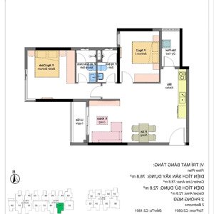 cho thuê căn hộ 2pn the habitat giai đoạn 3, mới 100%, view trực diện hồ bơi, hướng đông nam mát mẻ