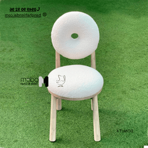 Ghế Trang Điểm – Ghế Café DONUT-F | Lưng Tròn, Nệm Vải Lông Cừu Trắng, Thiết Kế Độc Đáo