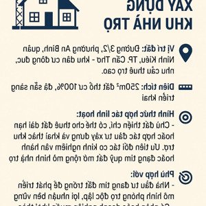 cần tìm đối tác hợp tác đầu tư xây dựng khu nhà trọ đường 3/2