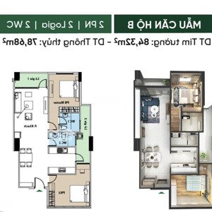 còn 1 căn 2pn diện tích 84.32m2 giá trả trước 477tr nhận nhà ở ngay - conic bolevard